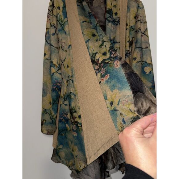 Soft Surroundings Floral Tea Garden Topper Tiered Cardigan Sweater Bird Boho LP - Picture 8 of 16